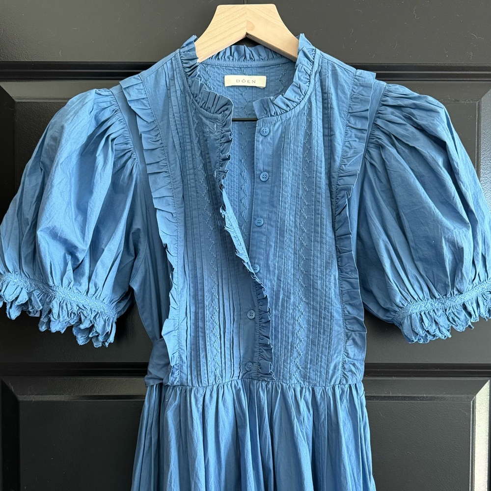 DOEN Hemlock Blue Aster Cotton Poplin Dress